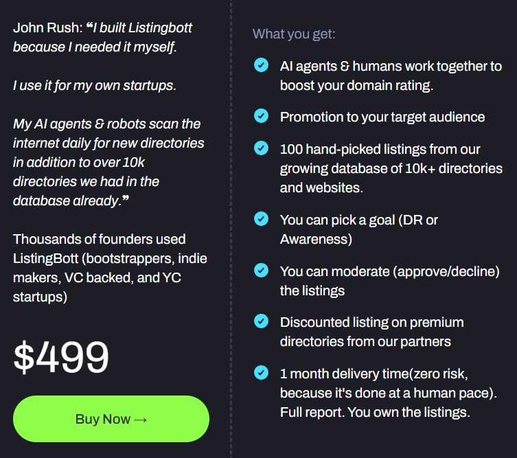 Listing bott Pricing